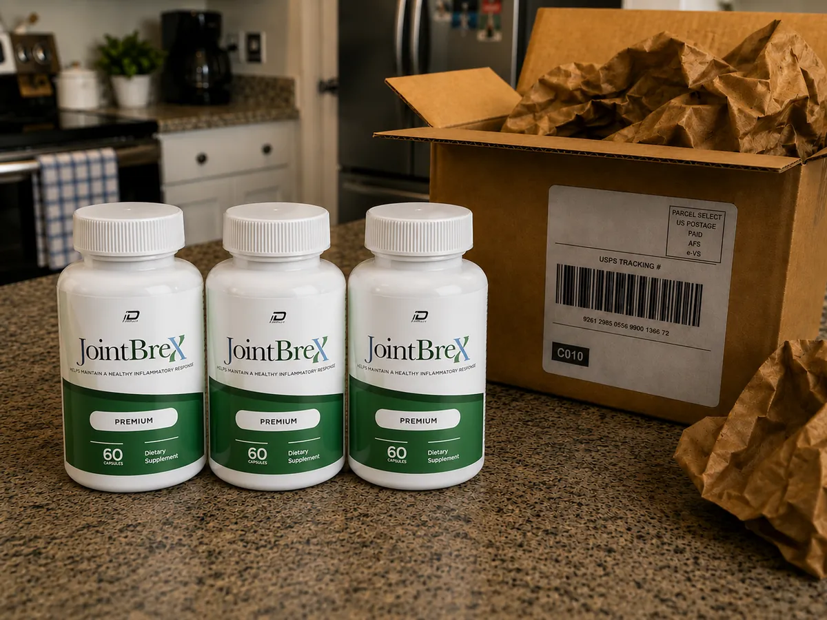 JointBrex bottles received by a customer with the shipping box